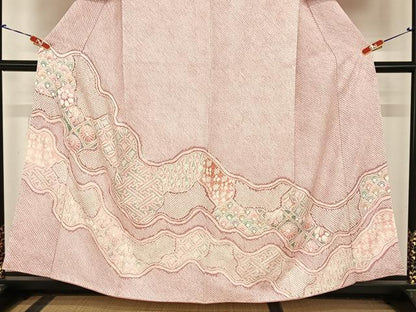 平和屋着物●名門　藤娘きぬたや・総絞り　訪問着　道長花文　正絹　逸品　AABB6639np