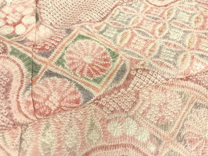 平和屋着物●名門　藤娘きぬたや・総絞り　訪問着　道長花文　正絹　逸品　AABB6639np