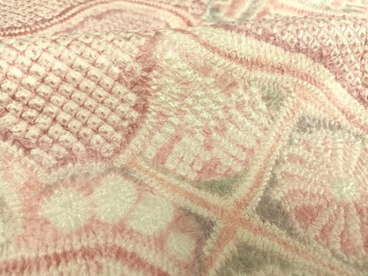 平和屋着物●名門　藤娘きぬたや・総絞り　訪問着　道長花文　正絹　逸品　AABB6639np