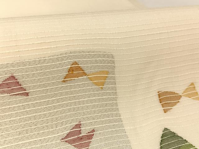 平和屋着物＊夏物 土島洋山 太鼓柄袋帯 絲菩薩 蝶 りぼん 銀糸 正絹 逸品 AABB6647np