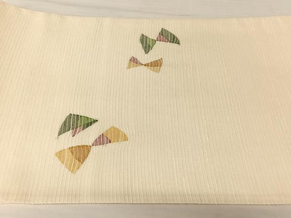 平和屋着物＊夏物 土島洋山 太鼓柄袋帯 絲菩薩 蝶 りぼん 銀糸 正絹 逸品 AABB6647np