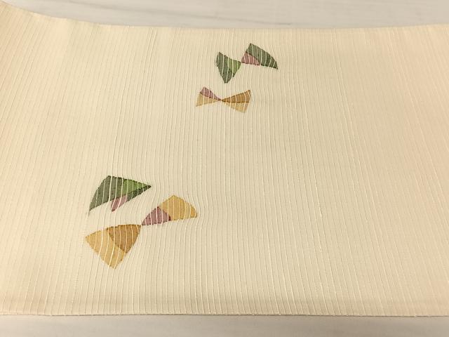 平和屋着物＊夏物 土島洋山 太鼓柄袋帯 絲菩薩 蝶 りぼん 銀糸 正絹 逸品 AABB6647np