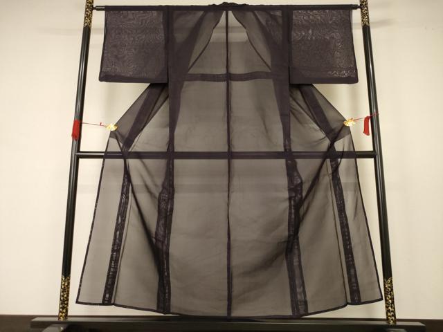平和屋着物＊夏物 色無地 紗 黒紅色 正絹 逸品 AABB6682jd