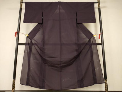 平和屋着物＊夏物 色無地 縦絽 渦紋紗 黒紅色 正絹 逸品 AABB6684jd