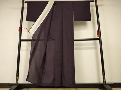 平和屋着物＊夏物 色無地 縦絽 渦紋紗 黒紅色 正絹 逸品 AABB6684jd