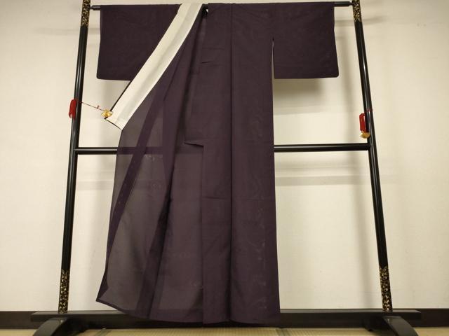 平和屋着物＊夏物 色無地 縦絽 渦紋紗 黒紅色 正絹 逸品 AABB6684jd