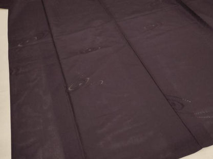 平和屋着物＊夏物 色無地 縦絽 渦紋紗 黒紅色 正絹 逸品 AABB6684jd