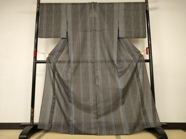 平和屋着物＊夏物 小紋 絽 変わり縞 洗える着物 AABB6685jd