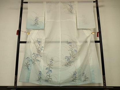平和屋着物＊夏物 訪問着 絽 流水草花文 暈し染め ラメ 洗える着物 AABB6686jd