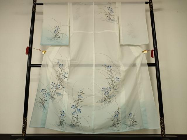 平和屋着物＊夏物 訪問着 絽 流水草花文 暈し染め ラメ 洗える着物 AABB6686jd