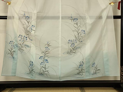 平和屋着物＊夏物 訪問着 絽 流水草花文 暈し染め ラメ 洗える着物 AABB6686jd