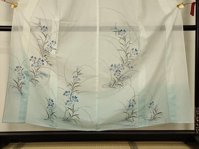 平和屋着物＊夏物 訪問着 絽 流水草花文 暈し染め ラメ 洗える着物 AABB6686jd