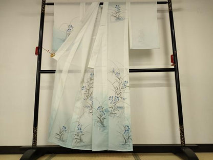 平和屋着物＊夏物 訪問着 絽 流水草花文 暈し染め ラメ 洗える着物 AABB6686jd