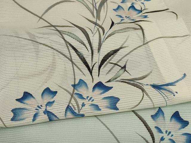 平和屋着物＊夏物 訪問着 絽 流水草花文 暈し染め ラメ 洗える着物 AABB6686jd