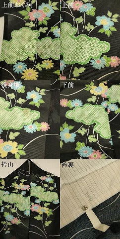 平和屋着物＊夏物 小紋 絽 雲取り花文 洗える着物 AABB6687jd