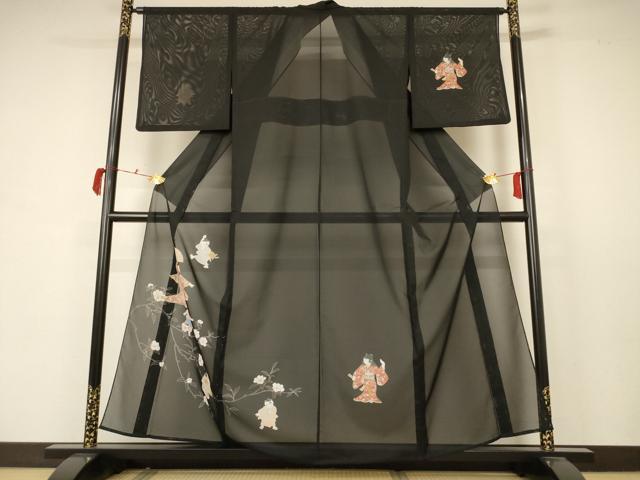 平和屋着物＊夏物 訪問着 絽 人物文 洗える着物 AABB6691jd