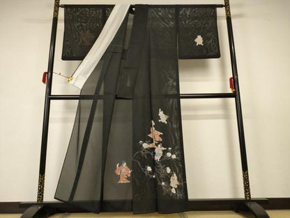 平和屋着物＊夏物 訪問着 絽 人物文 洗える着物 AABB6691jd