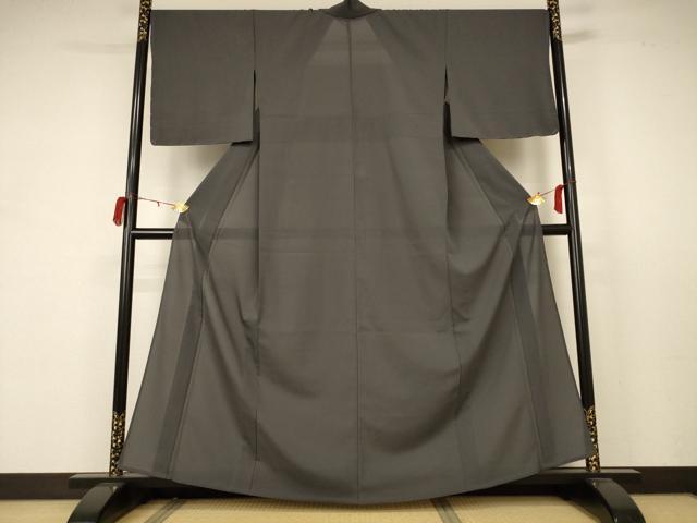 平和屋着物＊夏物 色無地 絽 消炭色 洗える着物 未使用 AABB6692jd