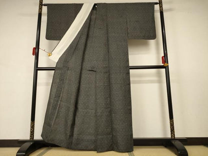 平和屋着物＊夏物 石川県指定無形文化財 能登上布 本麻手織上布 花菱文 麻 逸品 AABB6693jd