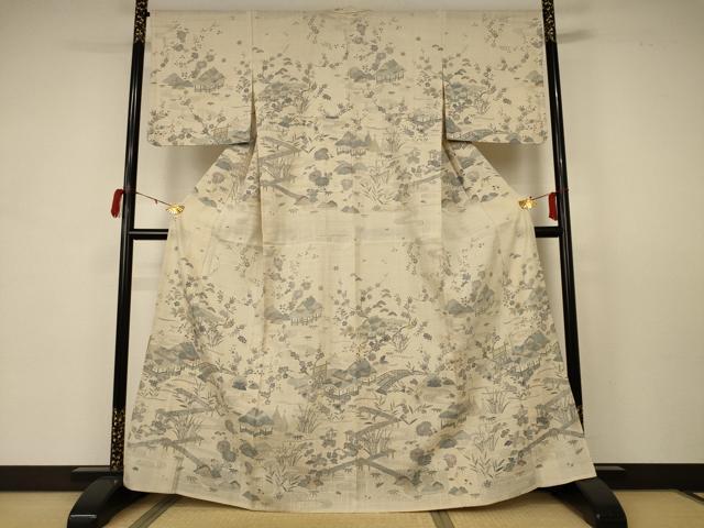 平和屋着物＊夏物 染織の名門 しょうざん 生紬 訪問着 紗 風景文 正絹 逸品 AABB6694jd
