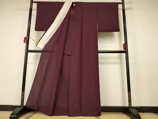 平和屋着物＊夏物 色無地 絽 黒鳶色 正絹 逸品 AABB6695jd