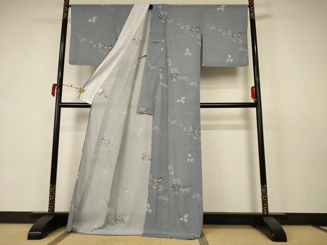 平和屋着物＊夏物 小紋 絽 萩文 洗える着物 AABB6703jd