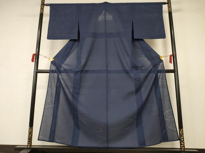 平和屋着物＊夏物 色無地 縦絽 流水紋紗 青褐色 正絹 逸品 AABB6704jd