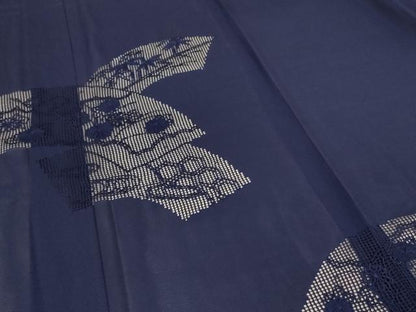 平和屋着物＊夏物 色留袖 絽 扇面草花文 青褐色 正絹 逸品 AABB6706jd