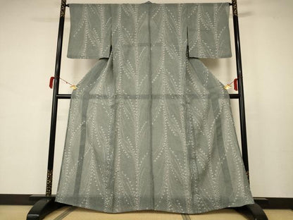 平和屋着物＊夏物　小千谷ちぢみ　枝花文　麻　逸品　AABB6708jd