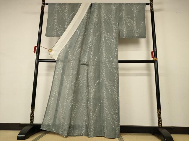 平和屋着物＊夏物　小千谷ちぢみ　枝花文　麻　逸品　AABB6708jd