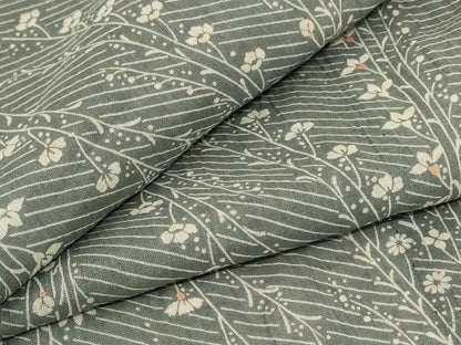 平和屋着物＊夏物　小千谷ちぢみ　枝花文　麻　逸品　AABB6708jd