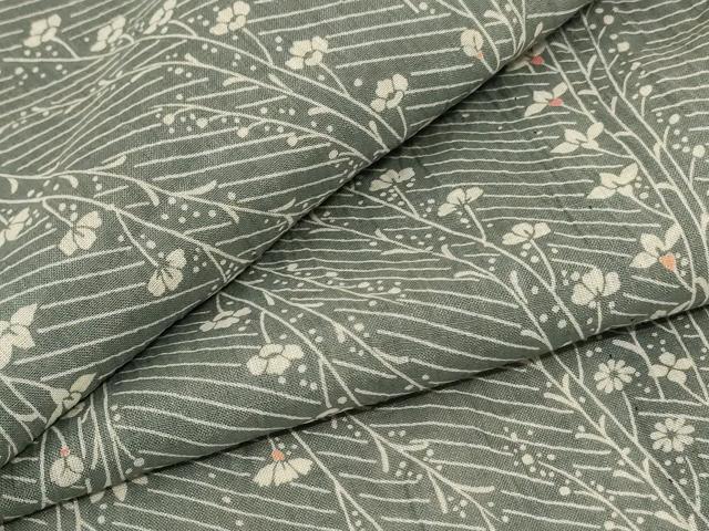 平和屋着物＊夏物　小千谷ちぢみ　枝花文　麻　逸品　AABB6708jd