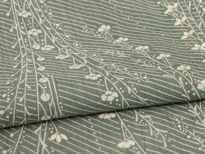 平和屋着物＊夏物　小千谷ちぢみ　枝花文　麻　逸品　AABB6708jd