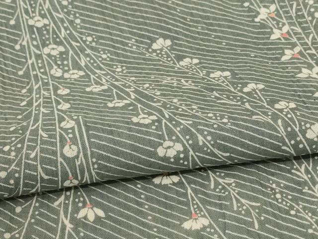 平和屋着物＊夏物　小千谷ちぢみ　枝花文　麻　逸品　AABB6708jd