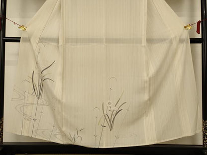 平和屋着物＊夏物 訪問着 絽 流水草花文 正絹 逸品 AABB6709jd