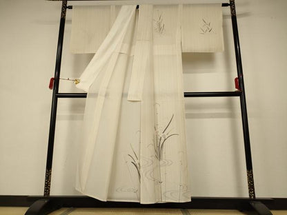 平和屋着物＊夏物 訪問着 絽 流水草花文 正絹 逸品 AABB6709jd