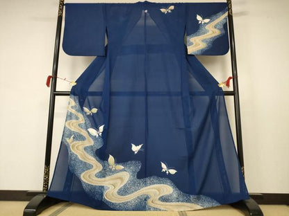 平和屋着物＊夏物 訪問着 絽 舞蝶文 正絹 逸品 AABB6712jd
