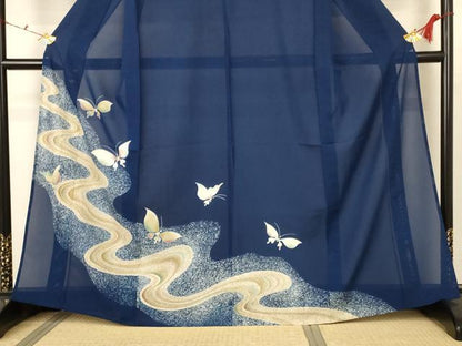 平和屋着物＊夏物 訪問着 絽 舞蝶文 正絹 逸品 AABB6712jd