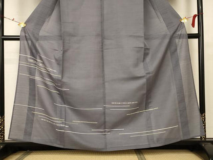 平和屋着物＊夏物 訪問着 絽 刺繍 横段文 金彩 正絹 逸品 AABB6714jd