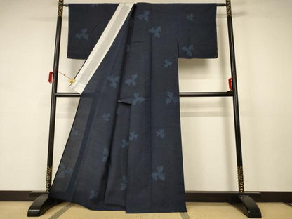 平和屋着物＊夏物 紗紬 80亀甲 扇子花文 正絹 逸品 未使用 AABB6715jd