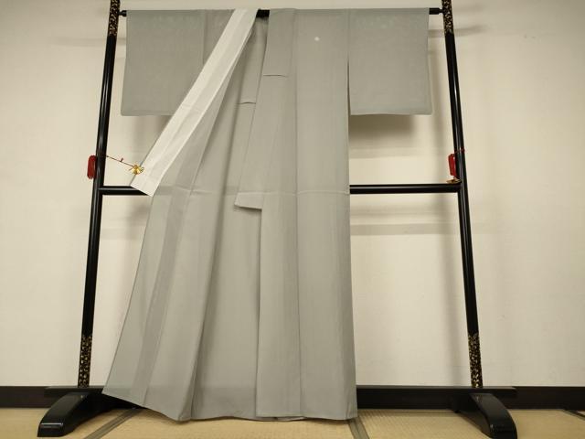 平和屋着物＊夏物 色無地 絽 柳鼠色 正絹 逸品 AABB6720jd