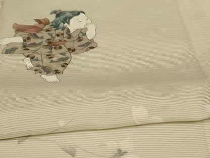 平和屋着物＊夏物 訪問着 絽 手描き 童子 梅 正絹 逸品 AABB6725jd
