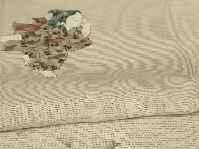 平和屋着物＊夏物 訪問着 絽 手描き 童子 梅 正絹 逸品 AABB6725jd