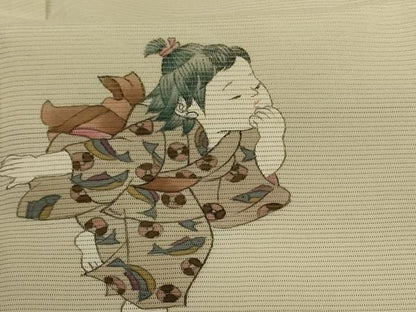 平和屋着物＊夏物 訪問着 絽 手描き 童子 梅 正絹 逸品 AABB6725jd
