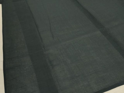 平和屋着物＊夏物 男性 紗紬 色無地 黒緑色 正絹 逸品 AABB6726jd