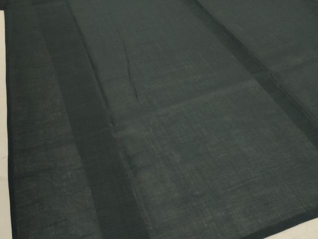 平和屋着物＊夏物 男性 紗紬 色無地 黒緑色 正絹 逸品 AABB6726jd