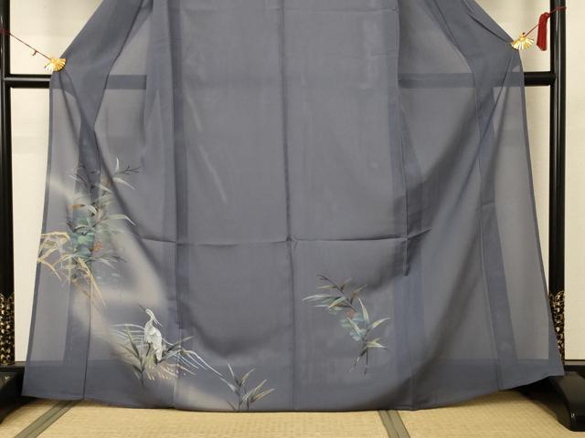 平和屋着物＊夏物 訪問着 絽 花鳥文 金銀彩 正絹 逸品 AABB6732jd