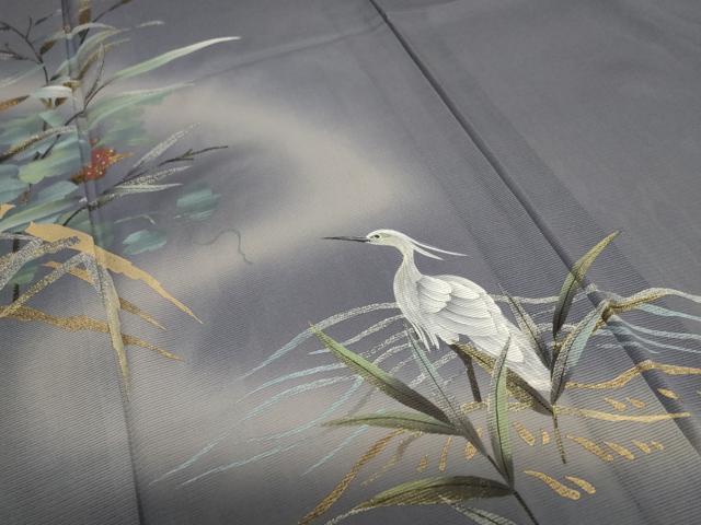 平和屋着物＊夏物 訪問着 絽 花鳥文 金銀彩 正絹 逸品 AABB6732jd