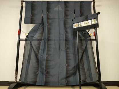 平和屋着物＊夏物 結城紬 夏結城 草花文 証紙付き 正絹 逸品 AABB6734jd