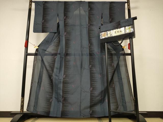 平和屋着物＊夏物 結城紬 夏結城 草花文 証紙付き 正絹 逸品 AABB6734jd